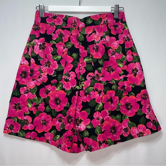 Zara Pink Floral High Waisted Pleated Bermuda Shorts Women's Size S - Picture 6 of 9